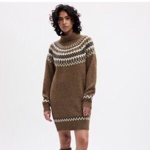 Gap Women's Fair‎ Isle Turtleneck Mini Sweater Dress Size Small